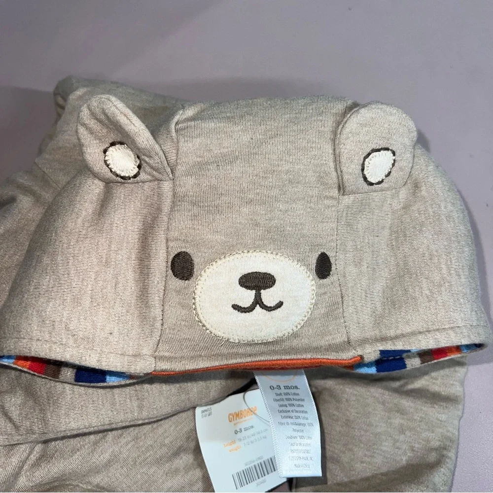 Gymboree Baby Bear Romper 0-3 Months Hooded Bodysuit Brown Cotton Outfit New NWT